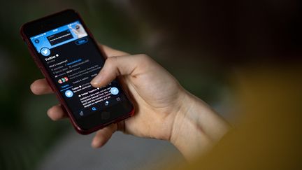 L'écran d'un téléphone le 24 avril 2021 à Berlin (Allemagne). (FABIAN SOMMER / DPA / AFP)