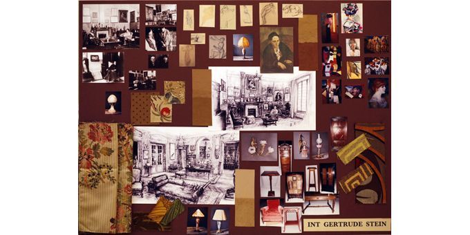 Moodboard réalisé par Anne Seibel pour l&#039;intérieur de Gertrud Stein, l&#039;un des personnages de &quot;Midnight in Paris&quot;
 (Anne Seibel)