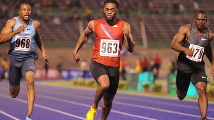 Tyson Gay lors de son 100m en 9"86 à Kingston