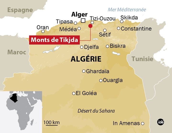 &nbsp; (Carte de localisation des monts de Tikjda  © Idé)