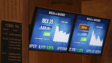 A la Bourse de Madrid (Espagne), le 25 ao&ucirc;t 2015.&nbsp; (PACO CAMPOS / AFP)