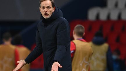 Thomas Tuchel n'a pas apprécié les critiques sur le fond de jeu de son équipe après la victoire contre Leipzig. (FRANCK FIFE / AFP)