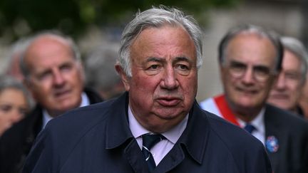 Le président du Sénat, Gérard Larcher, le 14 juin 2024 à Bayeux (Calvados).  (ARTUR WIDAK / NURPHOTO / AFP)