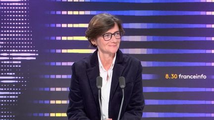 Agnès Firmin Le Bodo, ministre déléguée chargée de l'Organisation territoriale et des Professions de santé, était samedi 6 mai l’invitée du 8h30 franceinfo. (FRANCEINFO / RADIOFRANCE)