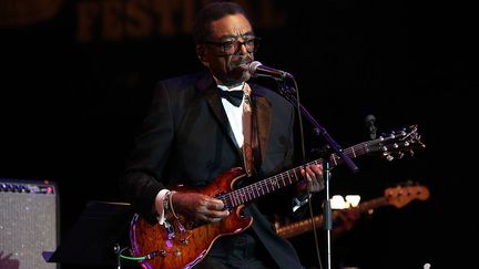 Syl Jonhson en concert lors du 32e festival annuel du blues de Chicago (Etats-Unis), le 12 juin 2015. (RAYMOND BOYD / MICHAEL OCHS ARCHIVES / GETTY IMAGES)