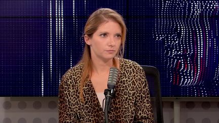 Aurore Bergé, présidente déléguée du groupe LREM à l'Assemblée nationale, le 21 octobre 2021 sur franceinfo. (FRANCEINFO / RADIO FRANCE)