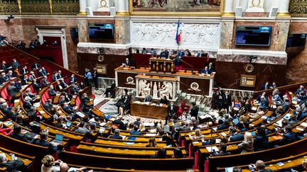 Une session de questions au gouvernement à l'Assemblée nationale, à Paris, le 15 février 2022.&nbsp; (XOSE BOUZAS / HANS LUCAS / AFP)