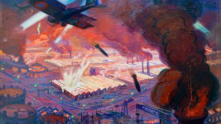 Bombardement de Ludwigshafen, 1918
 
 (Paris, musée de l’Armée.)