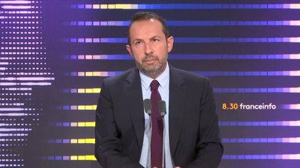 Sébastien Chenu, vice-président (Rassemblement national) de l'Assemblée nationale, invité de franceinfo, le 29 septembre 2023. (FRANCEINFO / RADIO FRANCE)