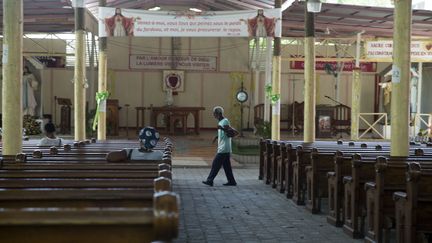 Une église catholique de Port-au-Prince, en Haïti, lors d'une journée de protestation pour demander la libération des captifs, le 21 avril 2021. (JOSEPH ODELYN / AP)