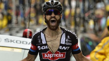 Le coureur allemand Simon Geschke (Giant-Alpecin) victorieux à Pra-Loup