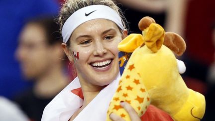 La joueuse de tennis Eugenie Bouchard lors d'un match de Fed Cup entre le Canada et la Slovaquie, le 20 avril 2014 &agrave; Quebec (Canada). (MATHIEU BELANGER / REUTERS)