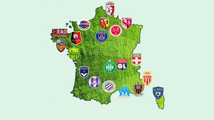 &nbsp; (La carte de France de Ligue 1 © Radio France)