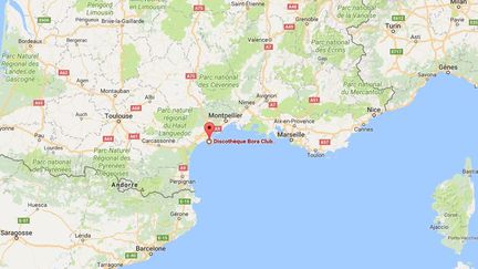 Une bouteille de gaz a explosé&nbsp;près d'une discothèque au Cap d'Agde (Hérault), le 17 août 2017. (GOOGLE MAPS)