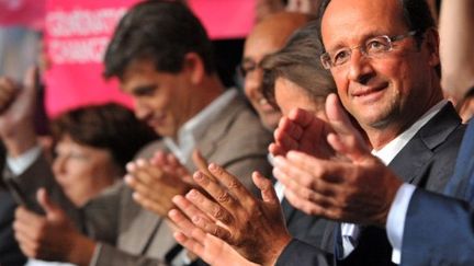 François Hollande, lors de la clôture de l'université d'été du PS, dimanche 28 août à La Rochelle. (PIERRE ANDRIEU / AFP)