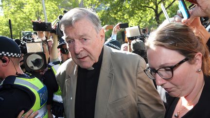 Le cardinal George Pell arrive au tribunal de Melbourne (Australie), le 27 février 2019. (CON CHRONIS / AFP)