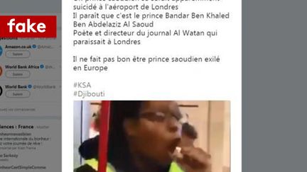 Un message relayé sur les réseaux sociaux indique qu'un prince saoudien s'est suicidé à l'aéroport de Londres. (CAPTURE D'ECRAN/FACEBOOK)