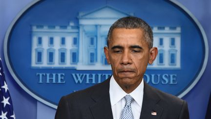 Le président américain Barack Obama, en conférence de presse à la Maison Blanche, à Washington (Etats-Unis), vendredi 13 novembre 2015.&nbsp; (JIM WATSON / AFP)