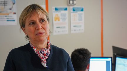 La préfète de la région Nouvelle-Aquitaine, Fabienne Buccio, en visite au CHU de Bordeaux, le 3 avril 2020. (JEAN MAURICE CHACUN / MAXPPP)