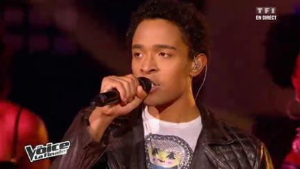 Capture d'&eacute;cran de la finale de l'&eacute;mission "The Voice", diffus&eacute;e le 12 mai 2012 sur TF1. St&eacute;phan Rizon est le grand gagnant.&nbsp; (FTVI / TF1)