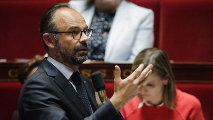 Edouard Philippe lors d'une session de questions au gouvernement à l'Assemblée nationale, le 21 mai 2019.&nbsp; (THOMAS SAMSON / AFP)