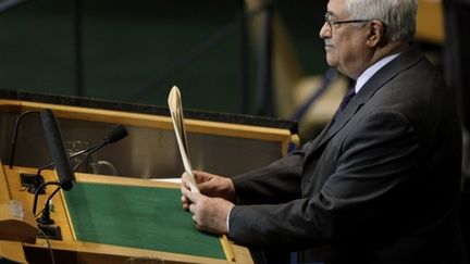 Le président palestinien, Mahmoud Abbas, à la tribune de l'ONU le 25 septembre 2009 à New York (Rick Gershon - Getty Images - AFP)