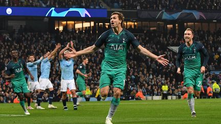 Match entre Manchester City et Tottenham, le 17 avril 2019. (ANTHONY DEVLIN / AFP)