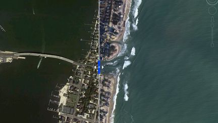 Vue satellite de la c&ocirc;te Est des Etats-Unis apr&egrave;s le passage de l'ouragan Sandy. (GOOGLE EARTH)