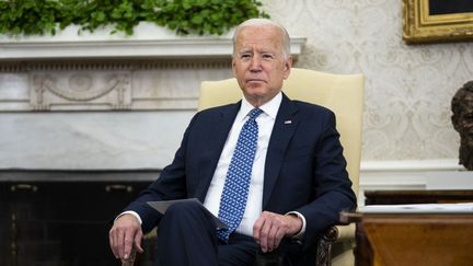 Le président américain Joe Biden dans le bureau ovale de la Maison Blanche, le 1er septembre 2021 à Washington (Etats-Unis). (GETTY IMAGES NORTH AMERICA / AFP)