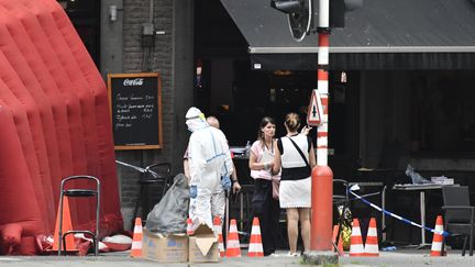 La scène où s'est déroulée une partie de l'attentat de Liège le 29 mai 2018 en Belgique. (ERIC LALMAND / BELGA)