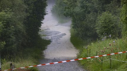 Une inondation touche Vallouise, dans les Hautes-Alpes, le 21 juin 2024. (THIBAUT DURAND / HANS LUCAS / AFP)