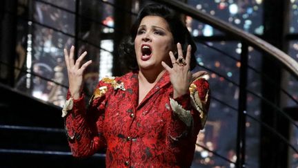 La soprano russo-autrichienne&nbsp;Anna Netrebko le 7 décembre 2021&nbsp;sur la scène de la&nbsp;Scala de Milan dans l'opéra "Macbeth", de Verdi (HANDOUT / TEATRO ALLA SCALA)