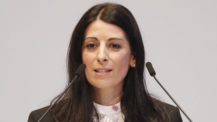 Daniela Cavallo s'exprime lors de la réunion d'entreprise de Volkswagen à l'usine VW de Wolfsburg, en Allemagne, le 20 mars 2019. (KEVIN NOBS HANDOUT / MAXPPP)