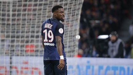 Serge Aurier, pendant un match PSG-Bastia, en Ligue 1, le 8 janvier 2016, au Parc des Princes. (STEPHANE ALLAMAN / AFP)