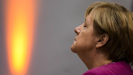 La chancelière allemande Angela Merkel dans les locaux de la CDU à Berlin le 6 septembre 2021.&nbsp; (MARKUS SCHREIBER / POOL)