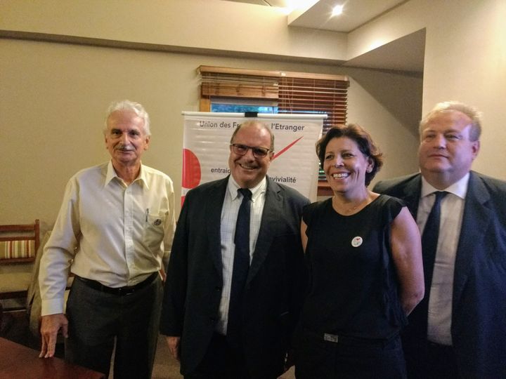 Le directoire de l'UFE São Paulo. De gauche à droite :&nbsp;François Cessieux, vice-président; Laurent Sisti, président; Maria Coccoli, secrétaire et Thierry François-Marsal, trésorier.&nbsp; (UFE São Paulo)