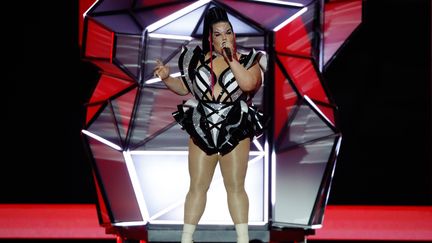 Netta Barzilai, la gagnante de l'Eurovision en 2018 répète pour la 64ème édition du concours à Tel Aviv, en Israël, le 13 ami 2019.&nbsp; (JACK GUEZ / AFP)