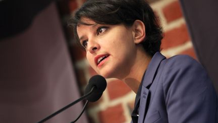 La ministre de l'Education Najat Vallaud-Belkacem lors d'un discours au congr&egrave;s de la f&eacute;d&eacute;ration des parents d'&eacute;l&egrave;ves, le 14 mai 2015, &agrave; Lille (Nord). (THIERRY THOREL / CITIZENSIDE.COM / AFP)