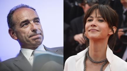 Jean-Fran&ccedil;ois Cop&eacute; lors de son dernier meeting en temps que pr&eacute;sident de l'UMP, &agrave; Aulnay-sous-Bois (Seine-Saint-Denis), le 11 juin 2014, et Sophie Marceau au festival de Cannes (Alpes-Maritimes), le 14 mai 2015. (MAXPPP / AFP / FRANCETV INFO)