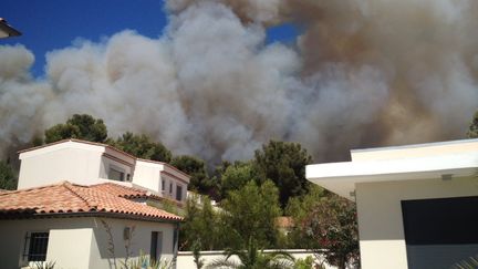 Le feu s'est déclaré vers 15h15 à partir d'un chemin communal près du village d'Ensuès-la-Redonne (Bouches-du-Rhône), vendredi 15 juillet 2016. (ROMAIN27 / TWITTER)