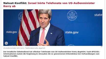 &nbsp; (John Kerry écouté par Israël à la Une de Der Spiegel © Capture d'écran)