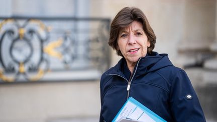 La ministre des Affaires étrangères, Catherine Colonna, à l'Elysée le 26 avril 2023. (XOSE BOUZAS / HANS LUCAS / AFP)