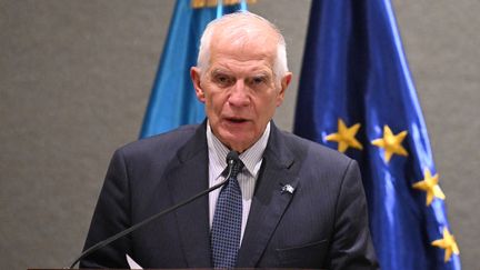 Le chef de la diplomatie européenne, Josep Borrell, le 14 janvier 2024 au Guatemala. (JOHAN ORDONEZ / AFP)