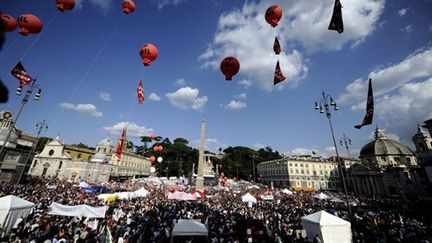 Manifestation à Rome le 03 octobre 2009 pour défendre la liberté de qla presse (© AFP/FILIPPO MONTEFORTE)