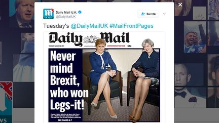 Capture d'écran du tweet de l'édition britannique du "Daily Mail" montrant la une du 28 mars 2017. (TWITTER.COM/DAILYMAILUK)