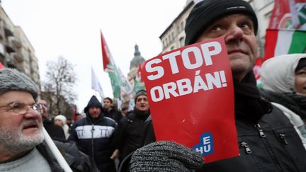 Des manifestants dans les rues de Budapest, en Hongrie, le 5 janvier 2019. (FERENC ISZA / AFP)