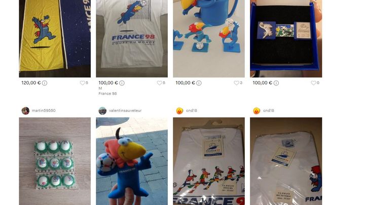 Des produits dérivés sont régulièrement mis en vente, comme sur Vinted, autour du Mondial 98. (Capture d'écran Vinted)