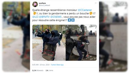 Capture d'écran d'un tweet publié le 19 novembre 2019. (FRANCEINFO)