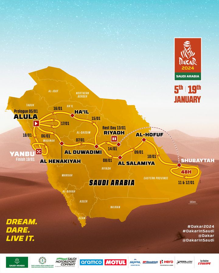 Le parcours du Dakar 2024 en Arabie saoudite. (ASO)