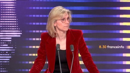 Agnès Pannier-Runacher, ministre de la Transition énergétique était l'invitée du "8h30&nbsp;franceinfo", lundi 26&nbsp;mai 2023. (FRANCEINFO / RADIOFRANCE)